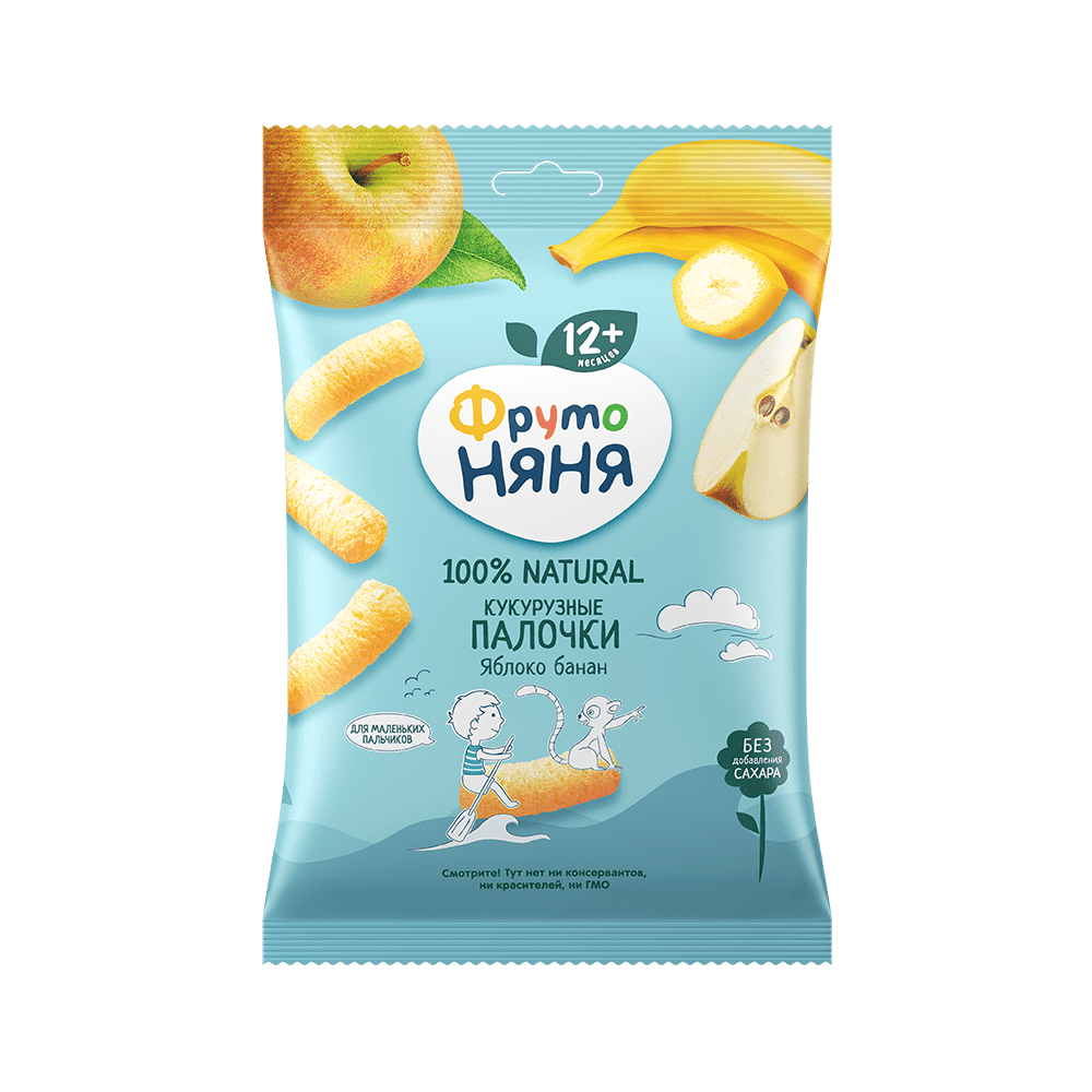 Палочки кукурузные ФрутоНяня яблоко, банан, 20г.