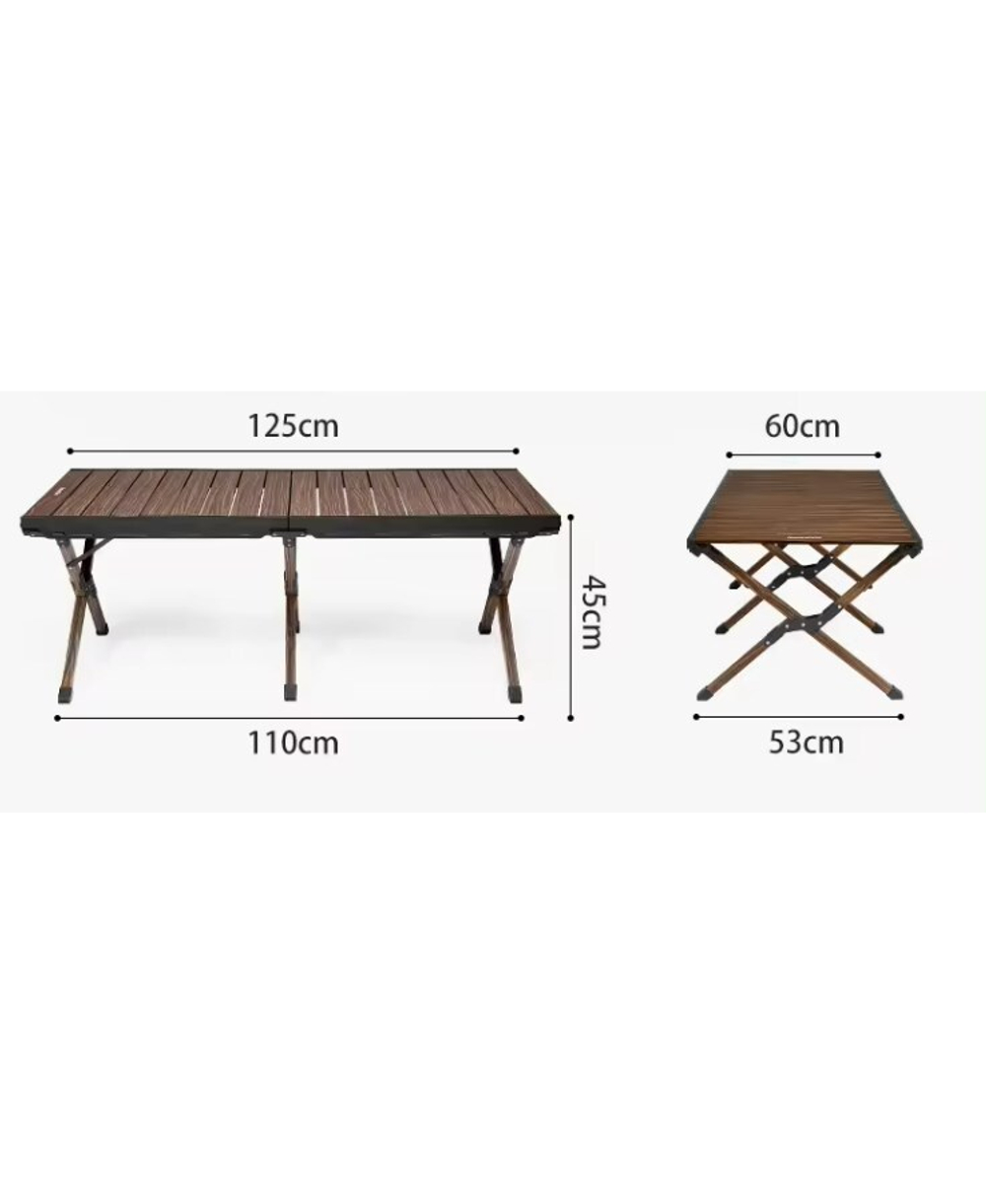 Стол туристический Naturehike складной, 125х60х45 см,с Х-образными ножками, коричневый