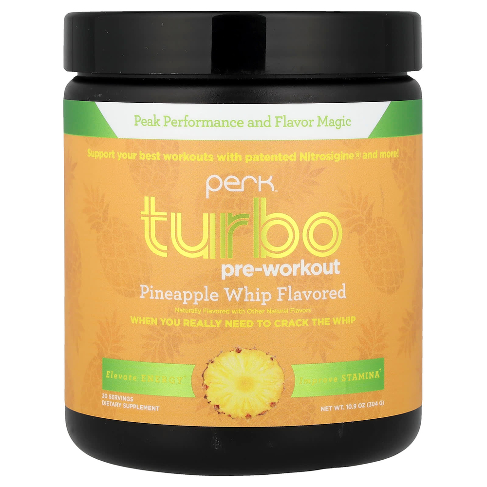 Perk Energy, Turbo, перед тренировкой, ананас со взбитыми сливками, 304 г (10,9 унции)