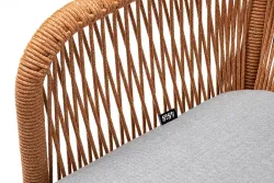 "Лион" стул плетеный из роупа, каркас из стали светло-серый (RAL7035) муар, роуп оранжевый меланж круглый, ткань светло-серая