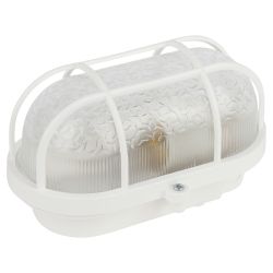 Светильник ЭРА НБП 01-60-002 с решеткой Евро пластик/стекло IP53 E27 max 60Вт 184х115х90 овал белый