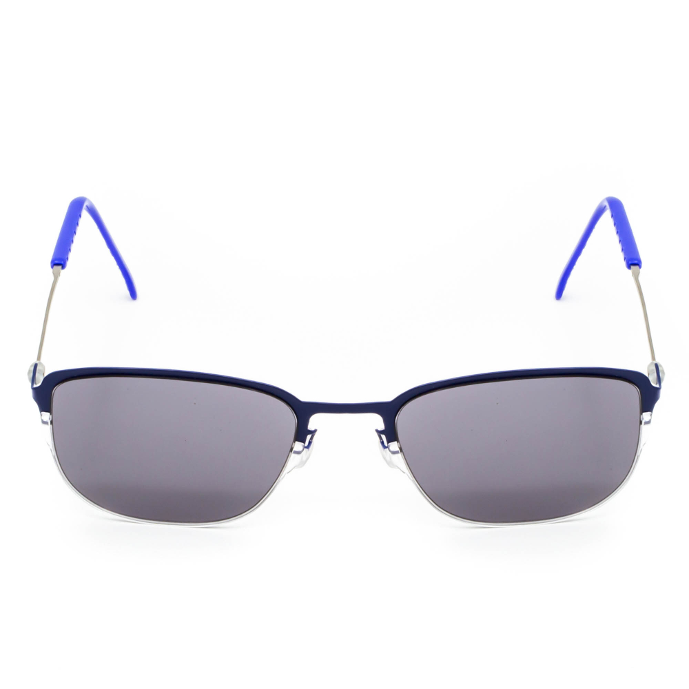 Синие солнцезащитные очки из титана с серыми линзами. Модель 19