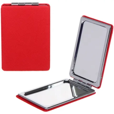 Зеркало косметическое двойное «ФРАТЕЛЛИ», прямоугольник, цвет красный, 9*6см (пакет с подвесом)