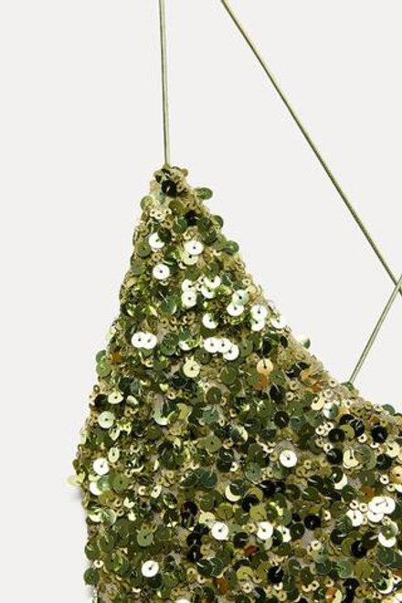 ZARA ПЛАТЬЕ МИДИ С ПАЙЕТКАМИ, ЗЕЛЕНЫЙ