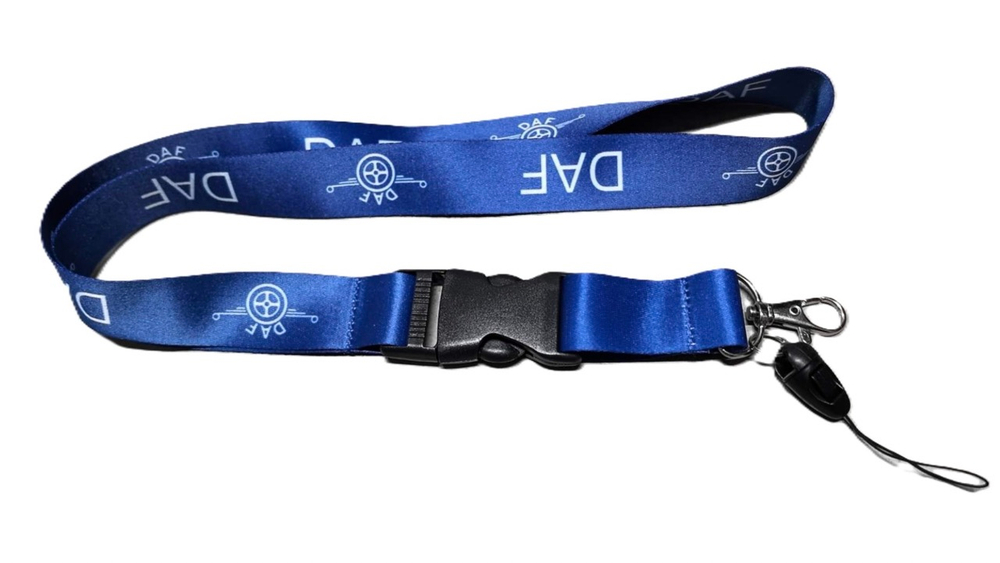 DAF (Cиний) / Брелок, шнурок для ключей на шею DAF (ДАФ), ланъярд, крафт, синий (1 шт)