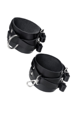 Черные кожаные оковы с двумя перекрёстными ремешками