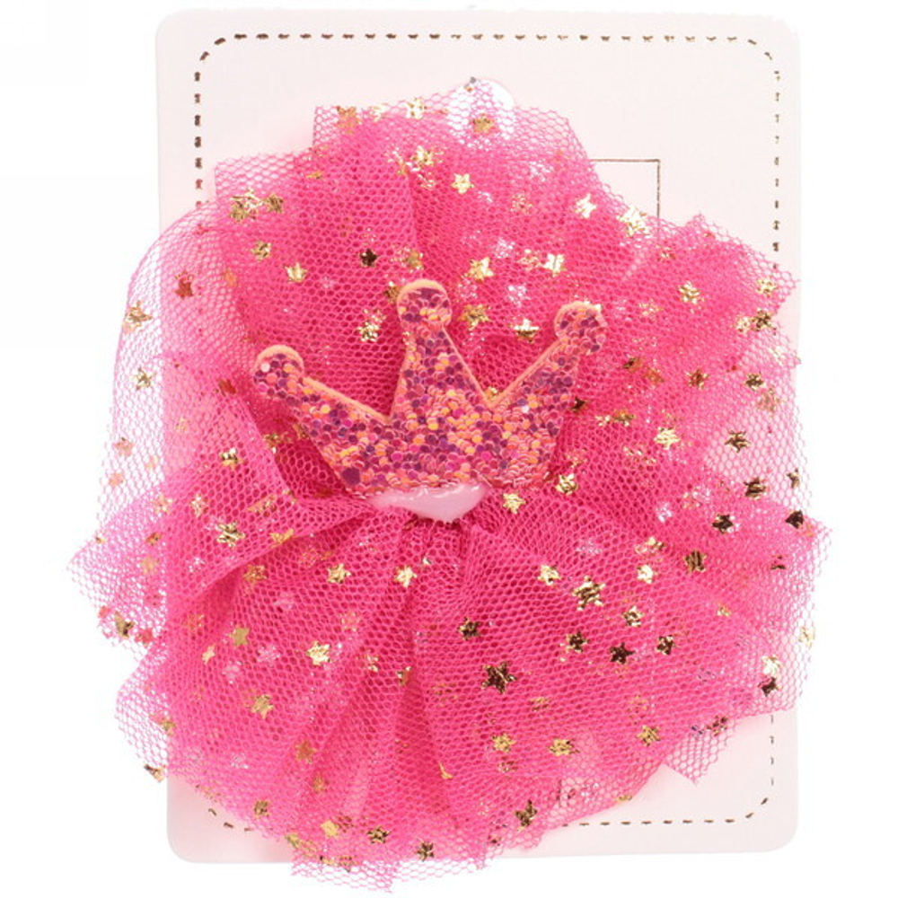 Зажим для волос детский «Корона перламутр”, микс 6 цветов, 9см