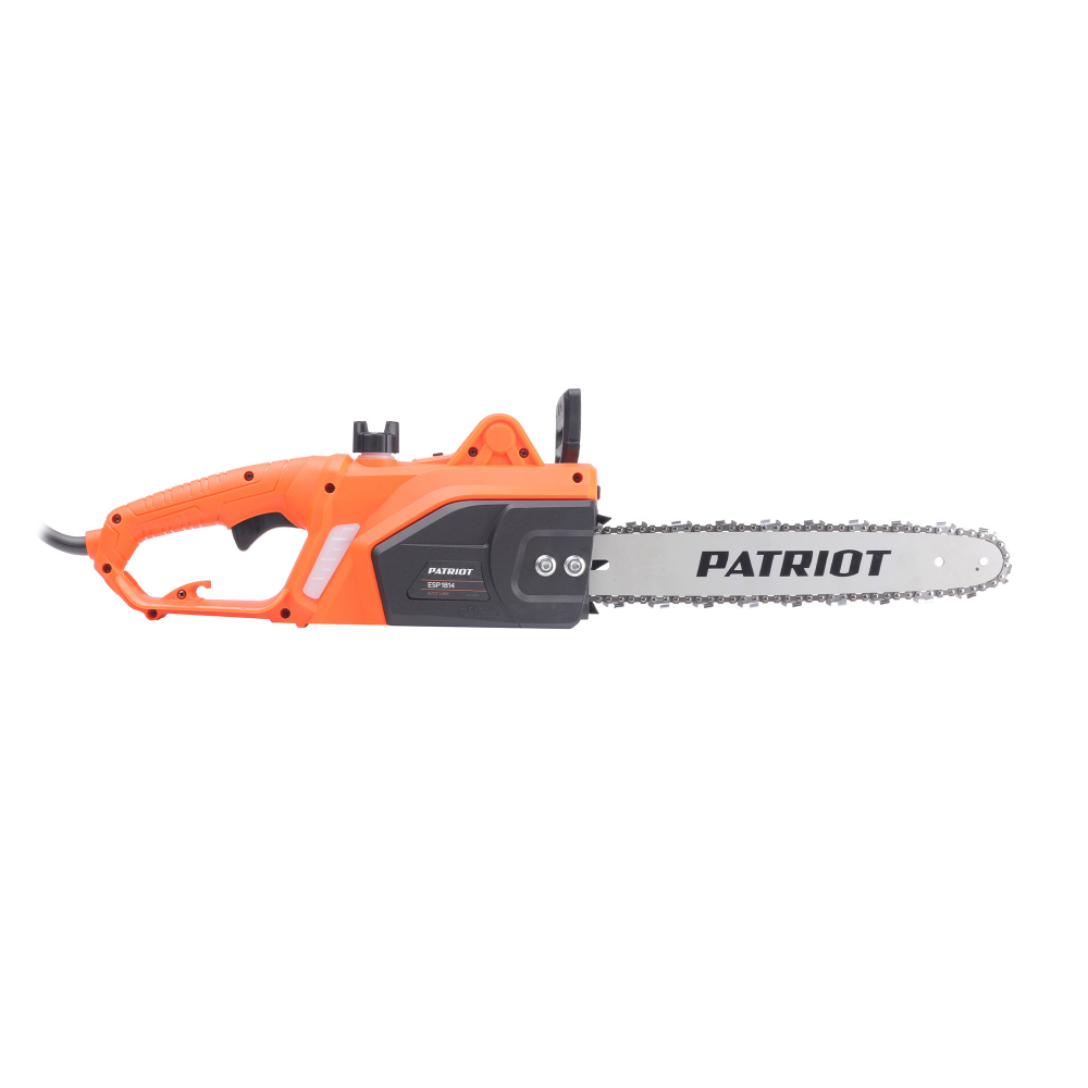 Пила цепная электрическая PATRIOT ESP 1814, 1.8кВт, шина 14" цепь 3/8 1,3мм 53 зв, поперечный двигатель