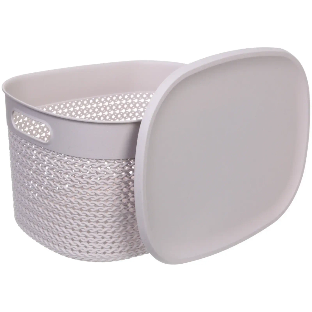 Корзина для хранения с крышкой «МАРСИ», цвет серый, 39*22*28см