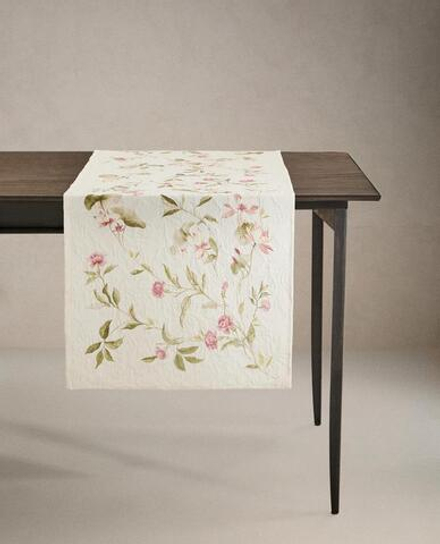 ZARA HOME СКАТЕРТЬ-ДОРОЖКА НА СТОЛ С ЦВЕТОЧНЫМ ПРИНТОМ, РОЗОВЫЙ