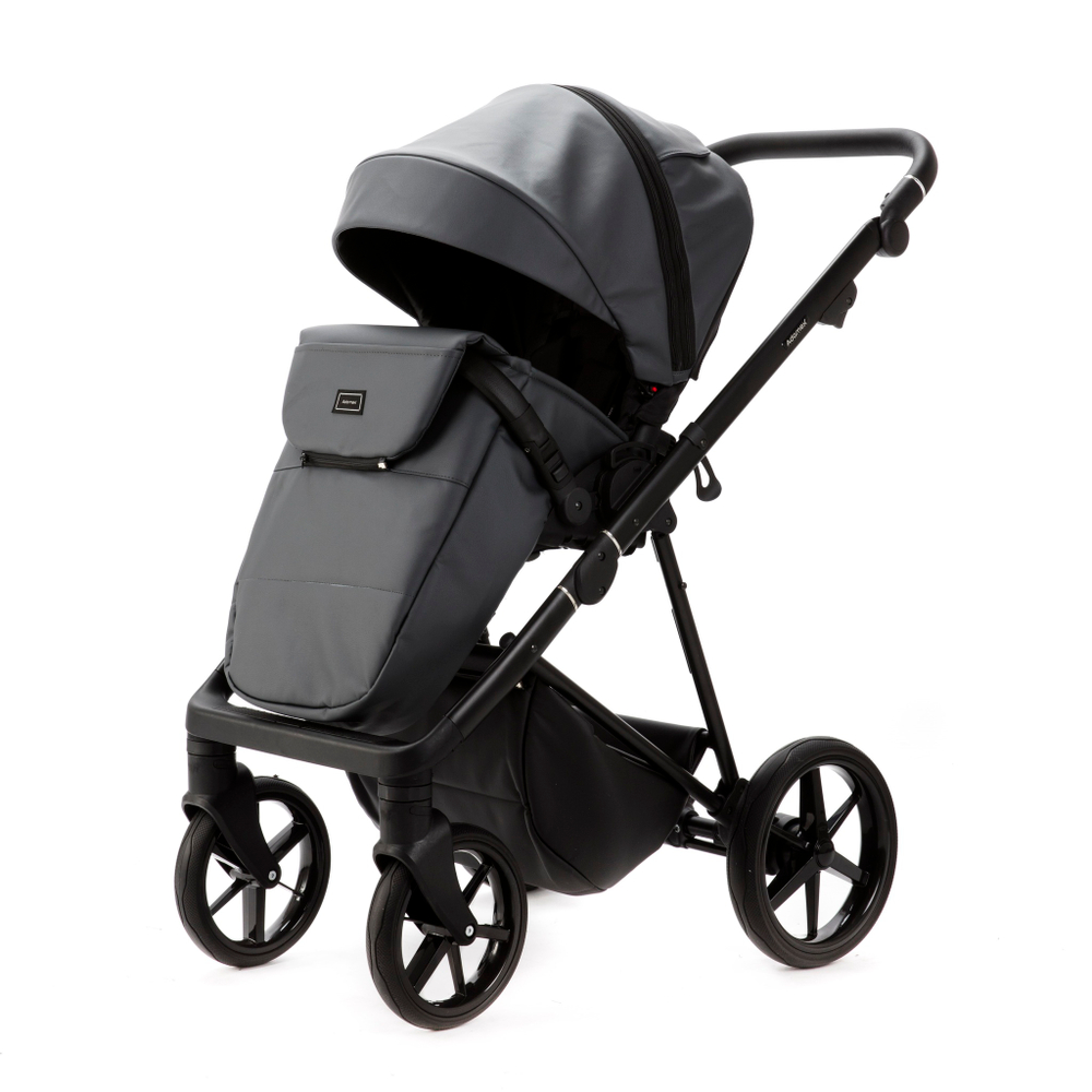 Детская универсальная коляска Adamex Vasco Deluxe V-SA5 2 в 1, Темно-серая Экокожа
