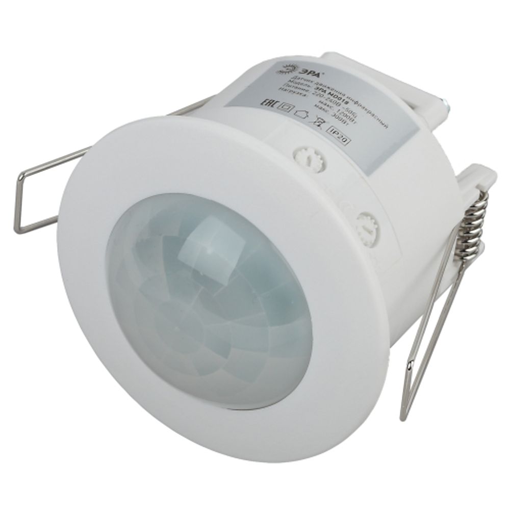 Датчик движения ЭРА MD 018 белый 1200Вт 360° 6М IP20 | Датчики движения