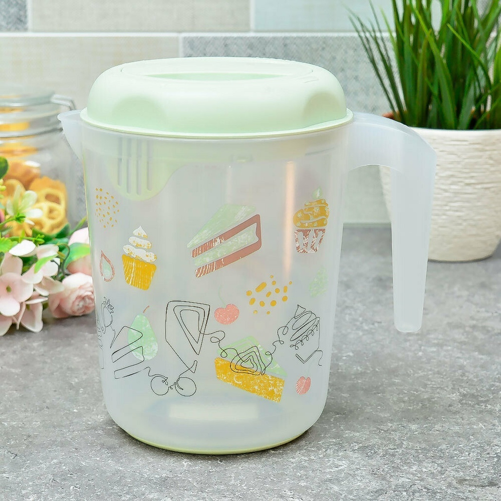 Емкость для блендера 2л с декором (зеленый)