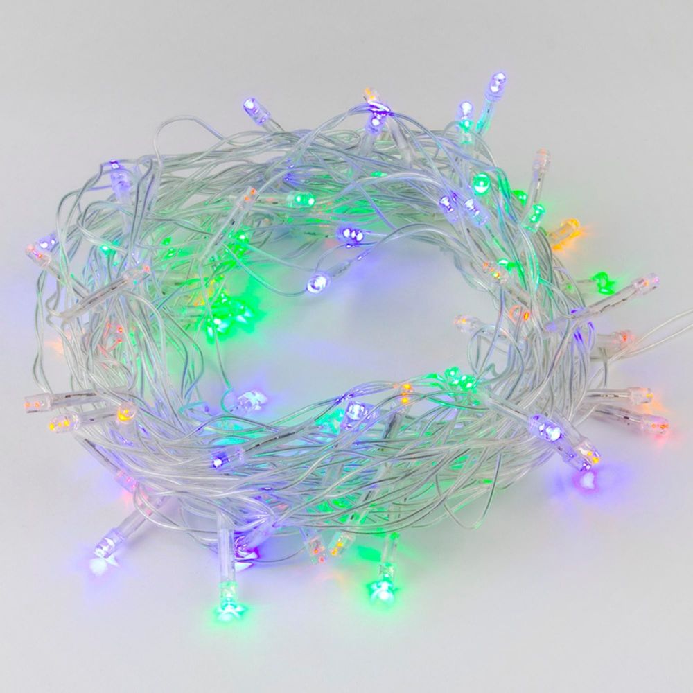 ULD-S1000-090-STA MULTI IP20 Гирлянда светодиодная. 10м. 90 светодиодов. Разноцветный свет. Провод прозрачный. ТМ Uniel