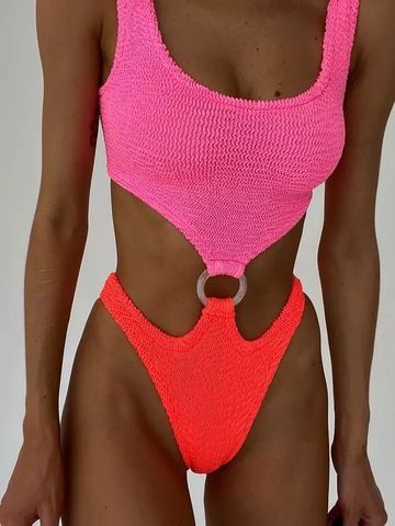Купальник RELIEF LONG PINK ORANGE