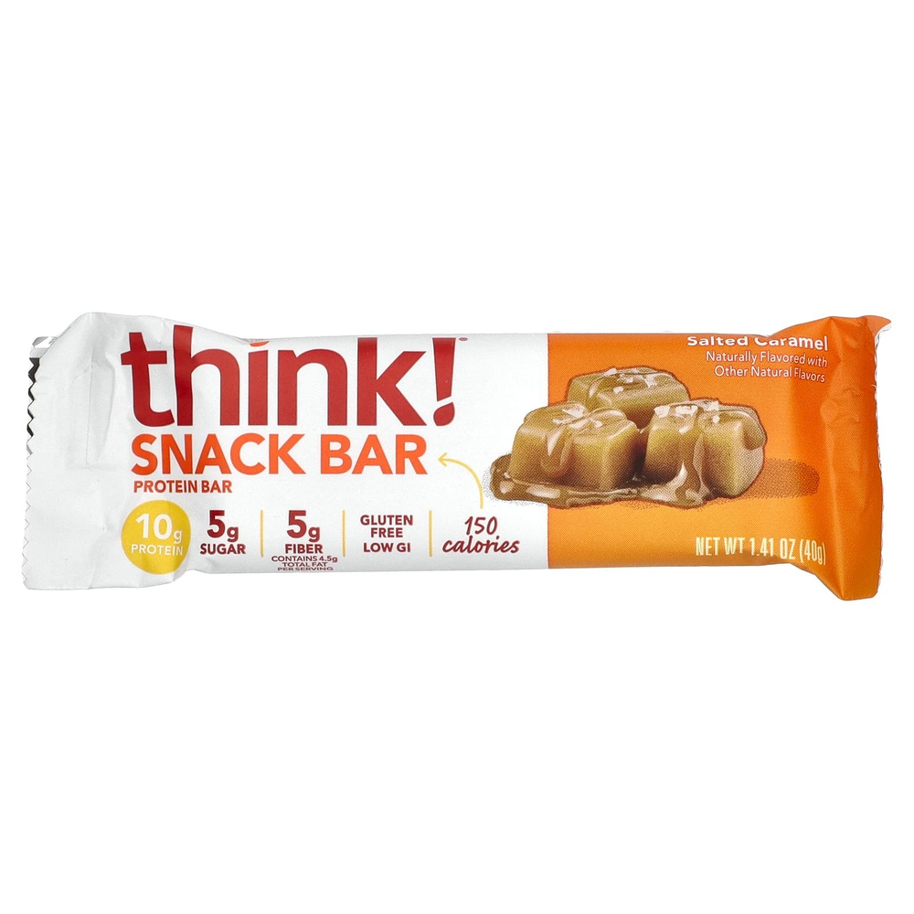 Think !, Батончики Protein + 150 Calorie, соленая карамель, 10 батончиков по 1,41 унции (40 г) каждый