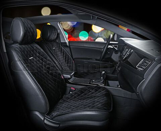 Накидки сидений Перед CarFashion (2шт) -Фронт 2D «CALIFORNIA» 21896 -Велюр черный/черный/черный