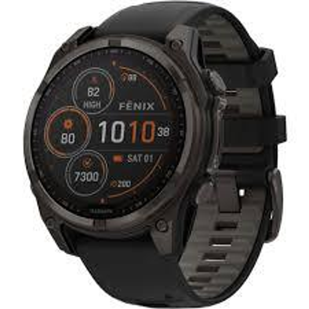 Смарт-часы Garmin Fenix 8 Solar 47мм Sapphire Carbon Gray DLC Titanium, черный ремешок, 010-02906-11