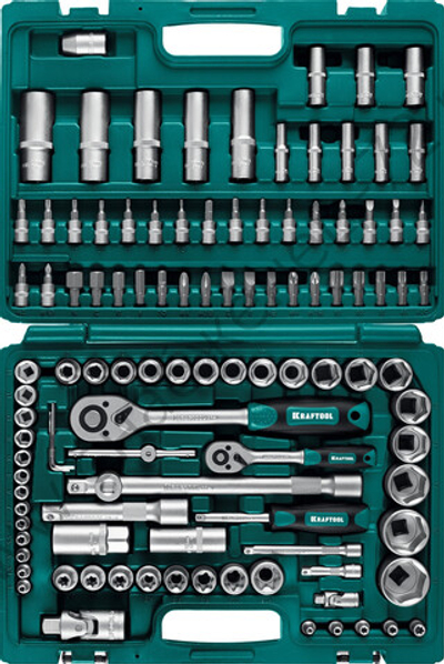 KRAFTOOL X-Drive 108, 108 предм., (1/2″+3/8″+1/4″), универсальный набор инструмента (27888-H108)