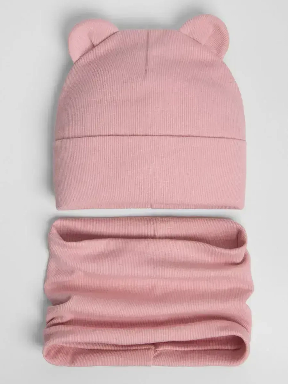 Шапка для девочки осенняя с ушками и снуд