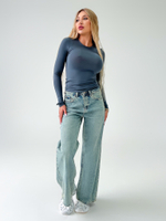 Джинсы LOLOBLUES 18206 широкие с синим карманом сзади