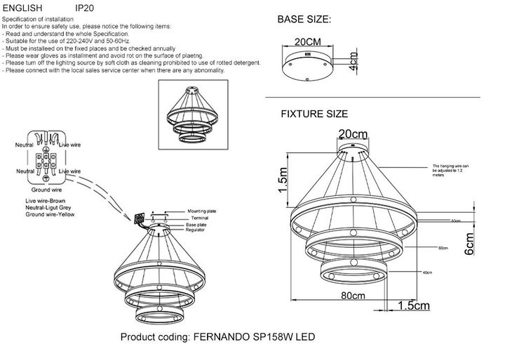 Подвесной светодиодный светильник Crystal Lux Fernando SP158W Led Coffee/Black