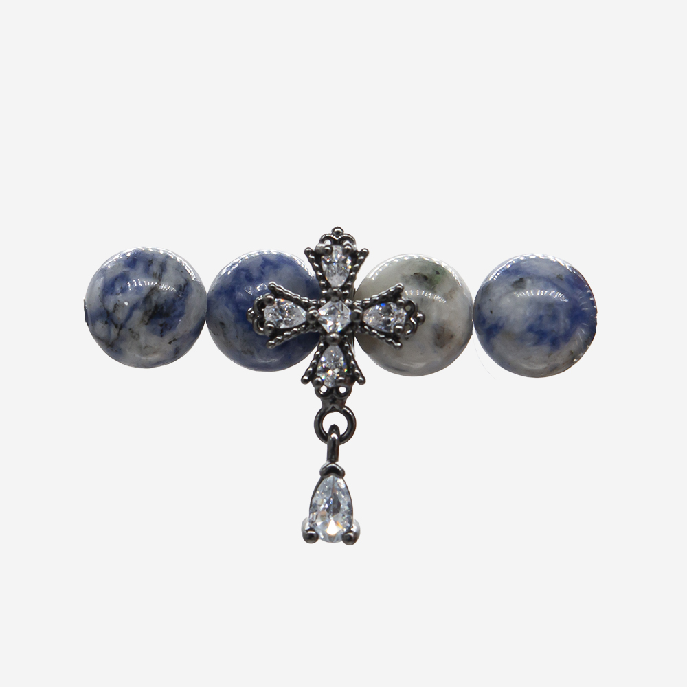 Спайсер-разделитель "Крест", 12мм, фианиты, gun metal