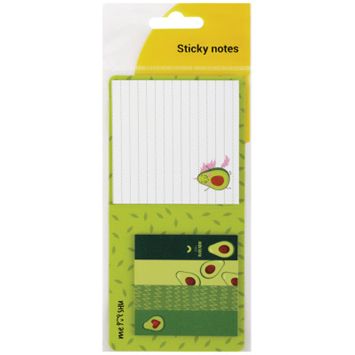 Флажки-закладки и самоклеящиеся блоки в наборе MESHU "Avocado", 74*74мм, 60*15мм, 25л., европодвес И