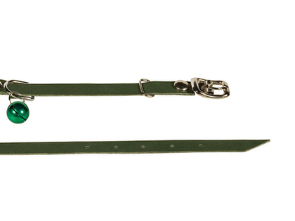 КАСКАД Ошейник кожаный мягкий с бубенчиком 10 мм, 20-25 см