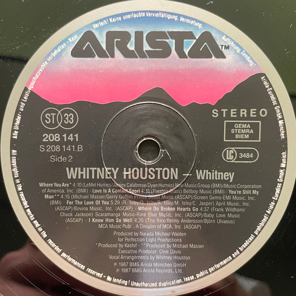 Whitney Houston - Whitney (Германия 1987г.)