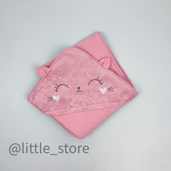 Полотенце хлопковое "Кошечки и цветочки" розовый зефир