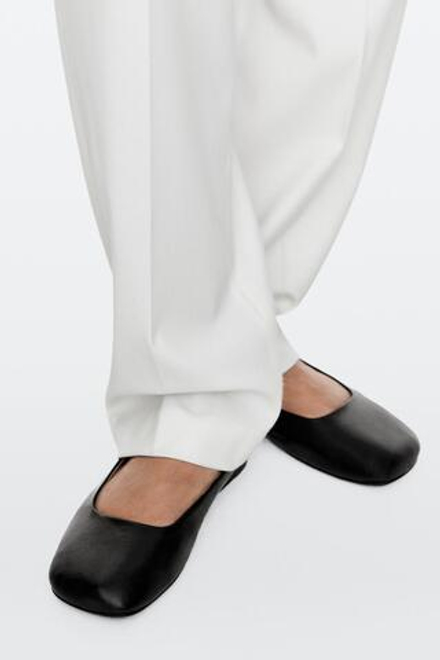 Massimo Dutti Кожаные балетки с квадратным носком, черный
