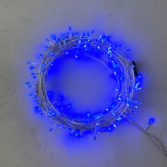 Светодиодная гирлянда 20 м., 200 синих LED ламп, 24V., прозрачный силиконовый провод, IP65, Beauty Led (EST200-10-1B)