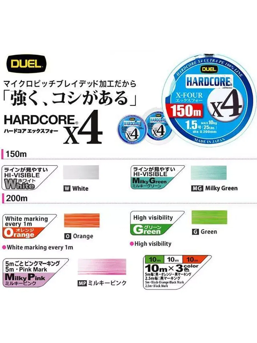 Плетеный шнур для рыбалки Duel PE Hardcore X4