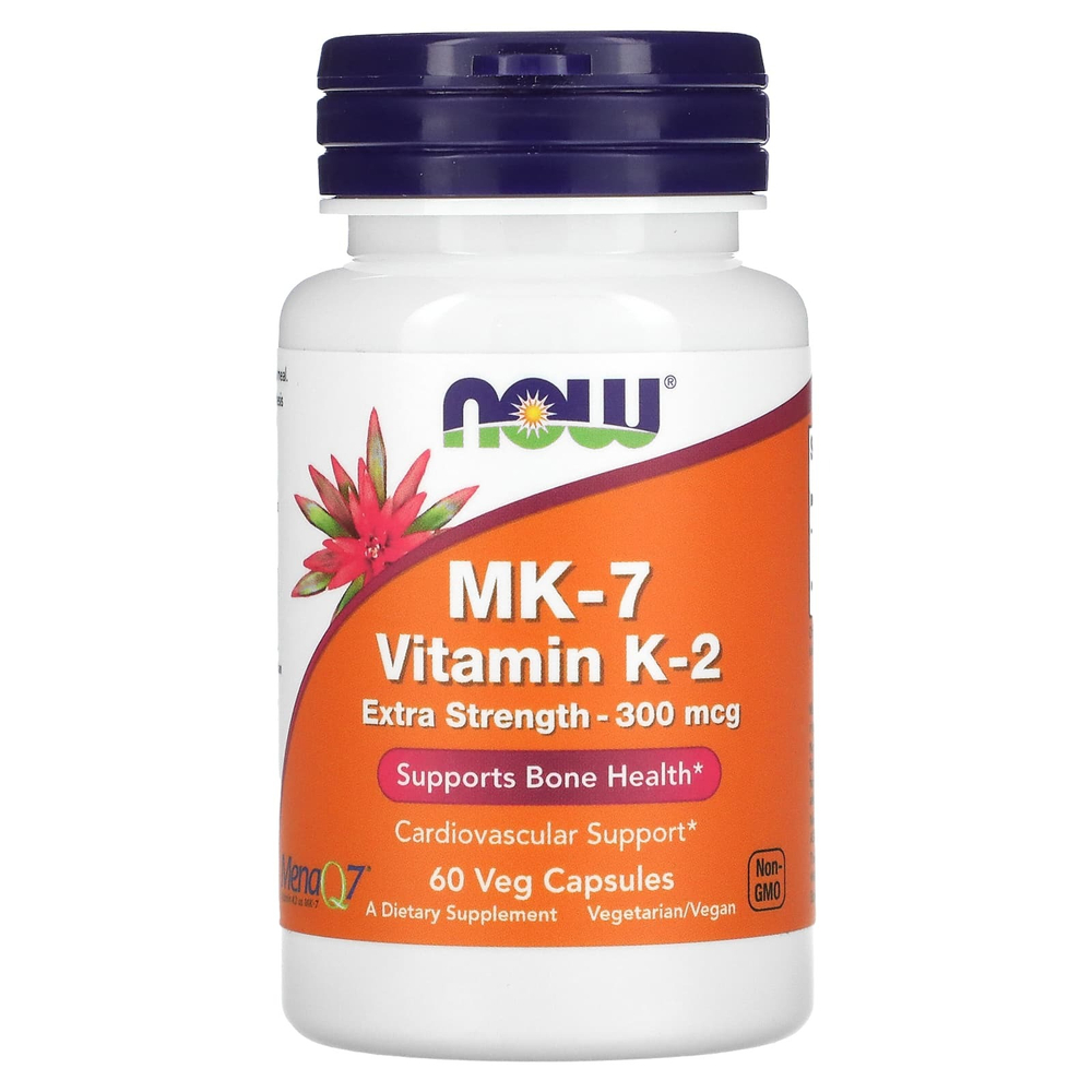 NOW Foods, MK-7, витамин K-2, 300 мкг, 60 растительных капсул