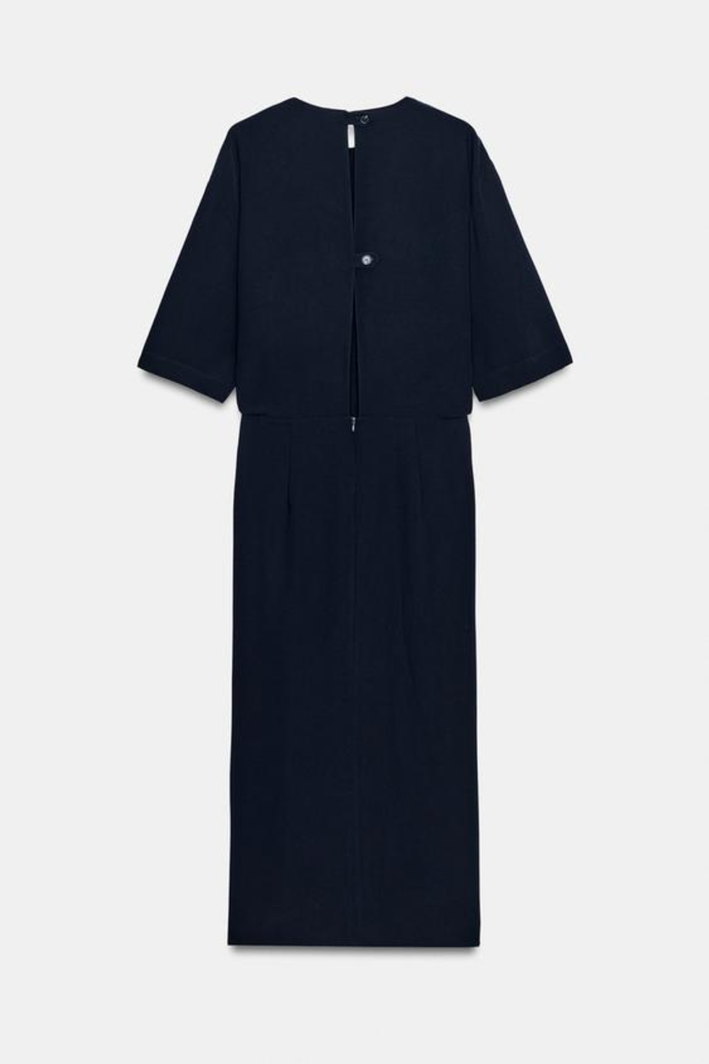 ZARA ПЛАТЬЕ МИДИ СО СБОРКАМИ — ZW COLLECTION, МОРСКОЙ СИНИЙ