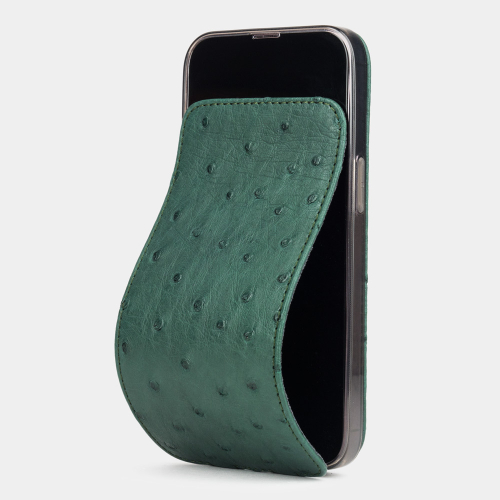 Чехол для iPhone 13 Pro из кожи страуса, зеленого цвета