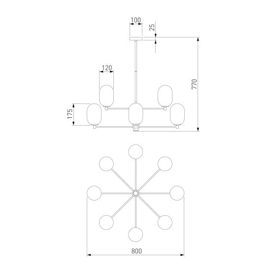 60161/8/ потолочный светильник/ латунь