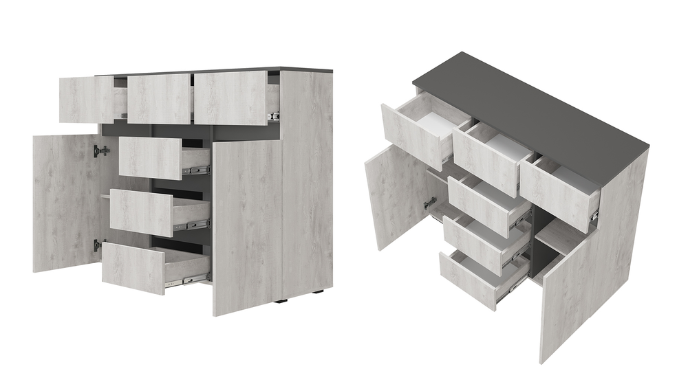 Комод Мрия КМ-15 Бетон пайн светлый/графит