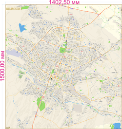 План - схема города Шымкент на стену 2026 год 150 см х 140 см