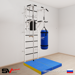 Шведская стенка Sv Sport 5767 (Турник стандарт/Брусья/Канат/Трапеция/Цепь/Мешок 30кг/Мат 1м)