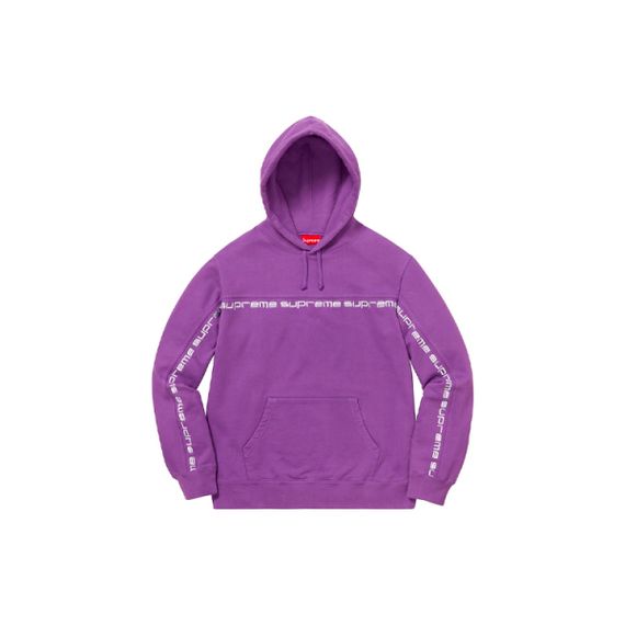 Supreme FW18 Text Stripe Hooded Sweatshirt Violet