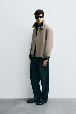 ZARA КУРТКА-РУБАШКА BOXY FIT, СВЕТЛЫЙ РЫЖЕВАТО-КОРИЧНЕВЫЙ