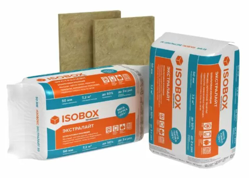 Базальтовая вата ISOBOX Экстралайт 50% компрессия, 33кг/м3 (1200x600x100, 6шт;0,432м3/уп)