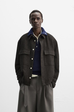 ZARA X NANUSHKA ТОНКАЯ КУРТКА С КАРМАНАМИ, ТЕМНО-КОРИЧНЕВЫЙ