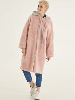 Шуба женская чебурашка из шерсти тедди, SilverFox (арт. S969cb)