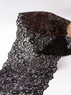 Эластичное кружево черное ширина 20 см
