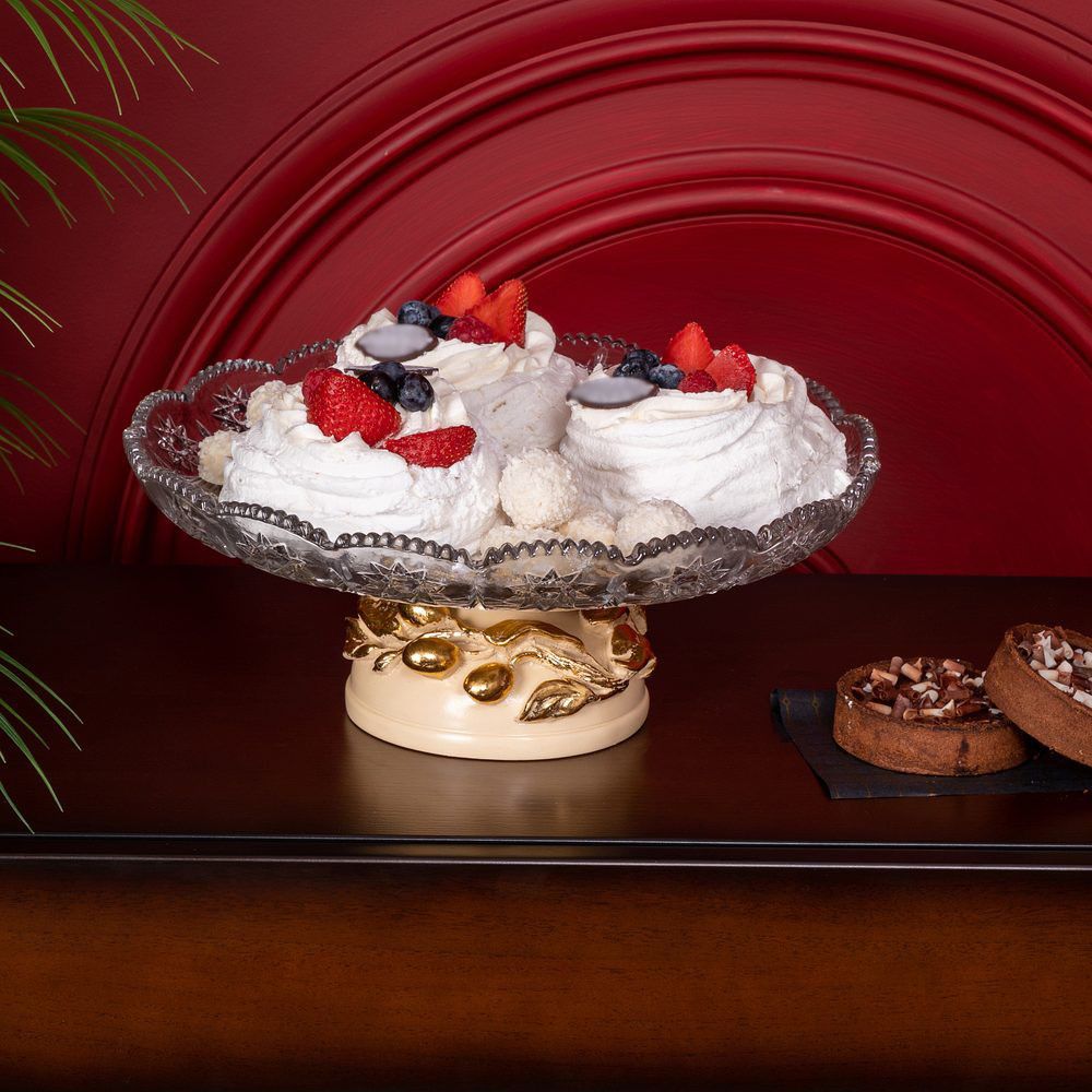 Фруктовница-конфетница Oliva Branch (Олива Бранч) со стеклянной чашей 1257 Айвори