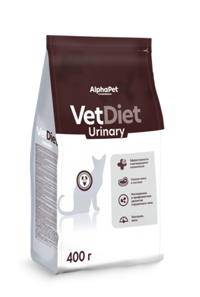 Сухой корм для кошек AlphaPet Vet Diet (АльфаПет) 0,4кг Urinary сухой при заболеваниях нижних отделов мочевыводящих путей