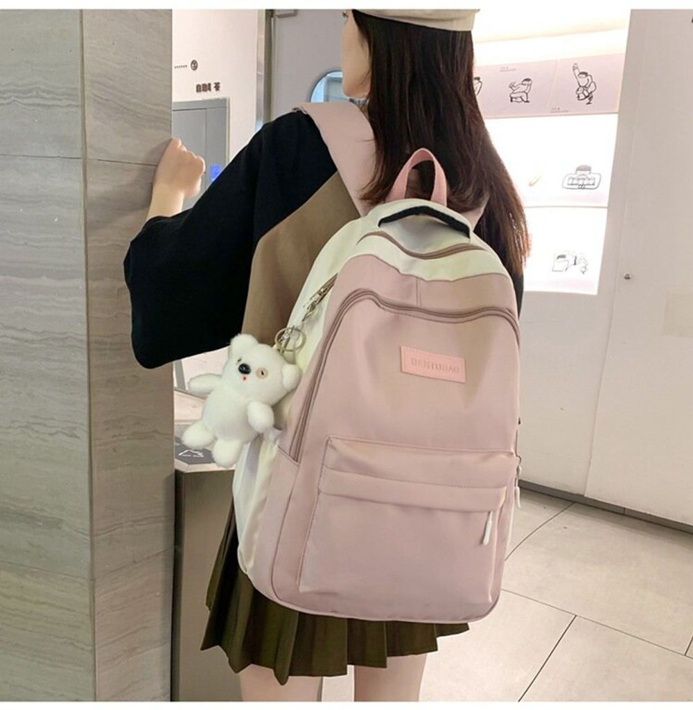 Рюкзак школьный повседневный городской женский мужской, розовый